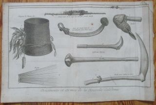 J.  Cook Print 1st Edition Weapon Caledonia - 1774