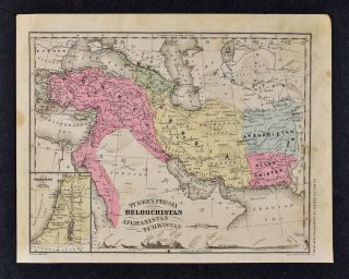 1882 Wells Map - Middle East Turkey Iraq Persia Iran Afghanistan Palestine Asia