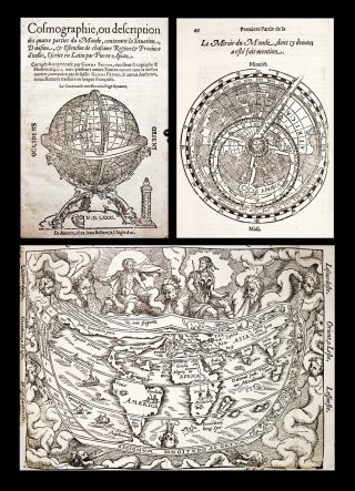 1581 Apianus Cosmographia (french) Cosmography Astronomy Geography Map Americana