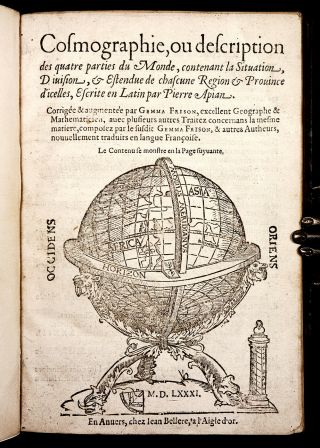1581 APIANUS Cosmographia (French) COSMOGRAPHY ASTRONOMY Geography MAP Americana 2