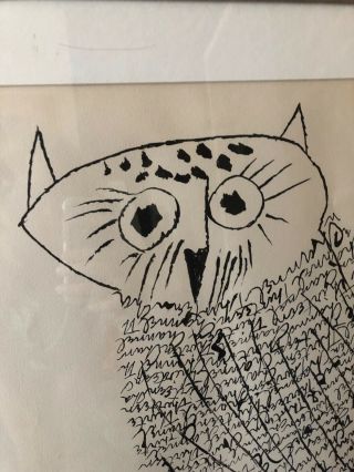 Ben Shahn Signed Print,  NYC Channel 13 PBS Owl.  1968. 2