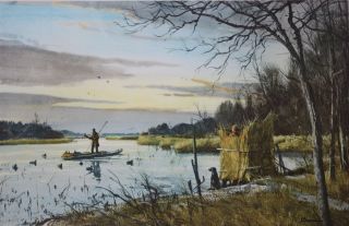 Ogden Pleissner - Aws Ny Realist - Hand Signed Lim.  Ed Color Litho - Duck Hunters