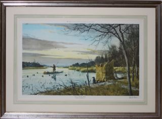OGDEN PLEISSNER - AWS NY Realist - Hand Signed Lim.  Ed Color Litho - Duck Hunters 2