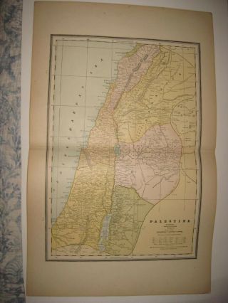 Large Antique 1887 Palestine Israel Middle East Map Old World Cities Rare
