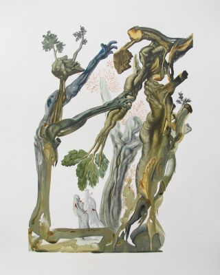 Salvador Dali Divine Comedy Inferno 13 Color Woodcut " The Minotaur " Woodblock
