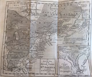 1762 Lrge Fold Out Early Printing Map American Colonies @ End French Indian War
