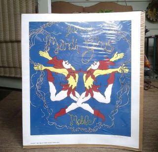 Mardi Gras Poster,  Lithograph,  Singed And Dated By Cl Cunningham