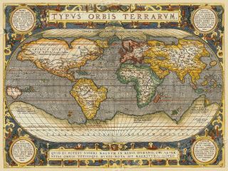 1600s “typus Orbis Terrarum” Vintage Style Abraham Ortelius Map - 24x32