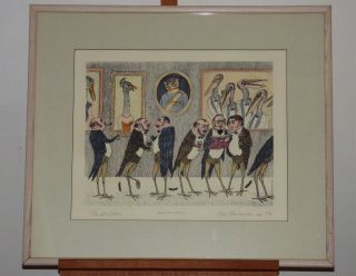 Curt Frankenstein " The Art Critics " Limited Edition Hand Colored Etching Signed