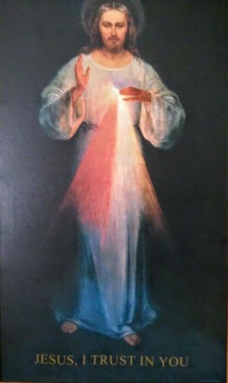 Divine Mercy Vilnius Image On Canvas - Life Size Figure Of Our Lord,  75 " X42 "