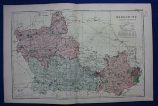 Antique Map Berkshire,  Windsor,  Reading,  Railways,  G.  W.  Bacon,  1896