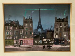 Tour Eiffel Le Soir,  Limited Edition Lithograph,  Michel Delacroix