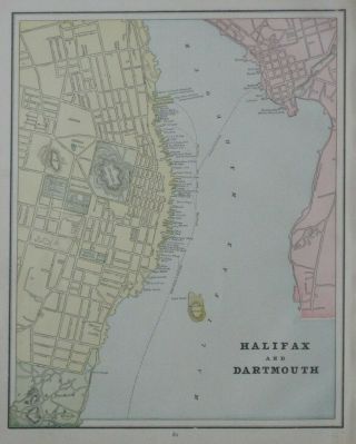 1893 Cricket Map Halifax Dartmouth Nova Scotia Canada Cunard Piers Fort Ogilvie