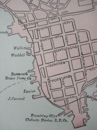 1893 Cricket Map HALIFAX DARTMOUTH Nova Scotia Canada Cunard Piers Fort Ogilvie 5