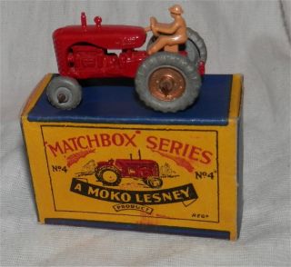 1950s.  MOKO.  Matchbox.  Lesney.  4 - Massey Harris Tractor, . 6