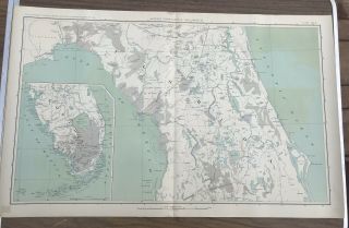 Antique Civil War Map No.  146 Topographic Map Of Florida