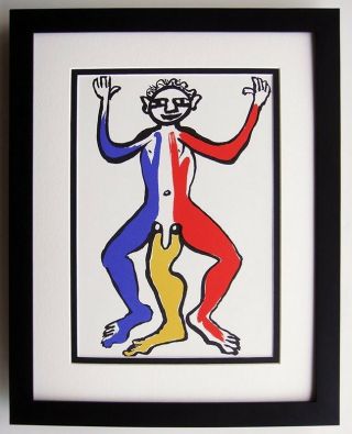 Bold Alexander Calder 1975 Lithograph " Man With Three Legs " Gramed