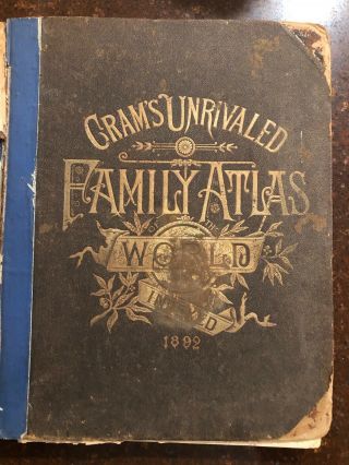 Cram’s Unrivaled Family Atlas World Infexed 1892 Book