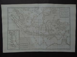 1780 Bonne Atlas Map East Indies Isles La Sonde Sumatra Java Borneo Se Asia