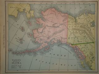 Vintage 1889 Alaska Territory Map Old Antique Atlas Map S&h100616