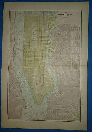 Vintage 1891 York City,  Ny Old Antique Atlas Map 51419