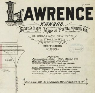 Lawrence,  Kansas Sanborn Map© Sheets 1883 To 1897 With 35 Maps In Color On A Cd