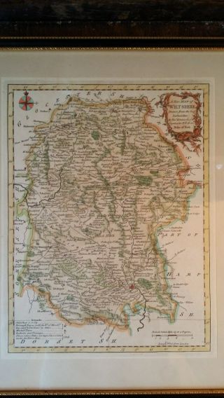 1770 Antique Map Of Wiltshire - Thomas Kitchin - Hand Coloured & Framed
