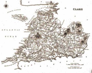 Large Map Of County Clare,  Ireland,  C1840.