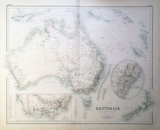 Antique Map Of Australia & Zealand,  1862