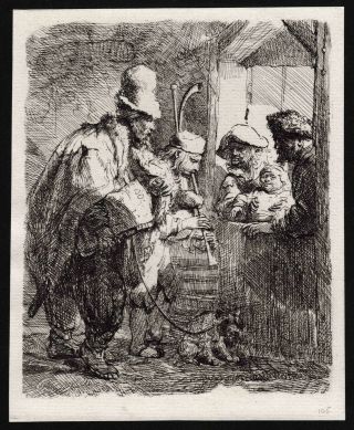 Rembrandt Etching B.  119 Amand Durand  The Strolling Musicians  Red Stamp