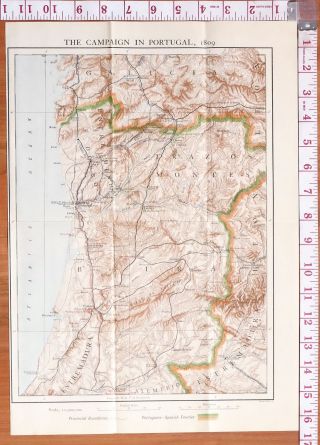 Map/battle Plan Campaign In Portugal 1809traos Montes Oporto Soult Hill Cotton