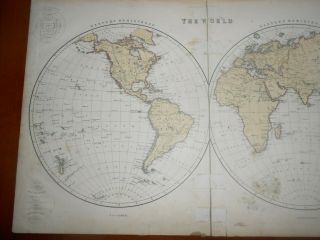 1860 Large World Map Of W & R Chambers Printed In Color