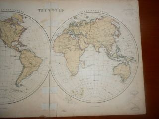 1860 Large World Map of W & R Chambers printed in color 2