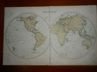 1860 Large World Map of W & R Chambers printed in color 3