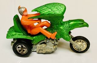 Hot Wheels Redline Rrrumblers Green Bold Eagle w/ Orange Rider Rare ‘72 Trike 2
