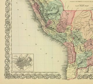 1860 Colton Peru and Bolivia (Hand Colored Antique Map) 3