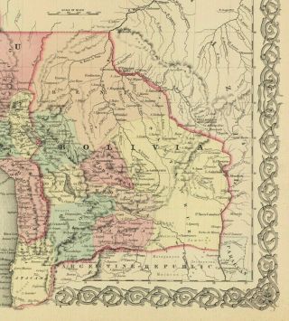 1860 Colton Peru and Bolivia (Hand Colored Antique Map) 4
