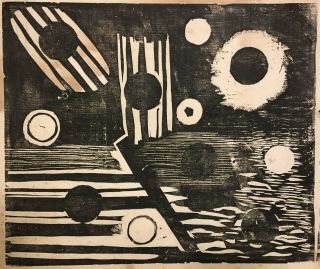 Morris Blackburn 20th C.  American Pafa Artist Abstract Woodcut Edition Of 1