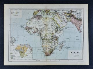 C1885 Hartleben Map - Africa - Guinea Capeland South Sudan Congo State Colonies