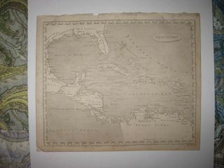 Antique 1805 West Indies Copperplate Map Florida Terra Firma Jamaica Bahamas Nr