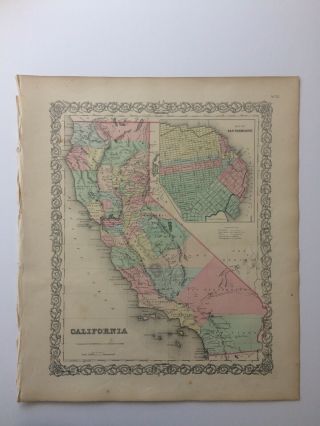 Colton Atlas Map 1855,  The State Of Califo.  1st Edition,  Info Page