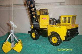 Tonka Mighty Crane Truck Good 1974 3940 Pressed Steel Toy 18 1/2 Long