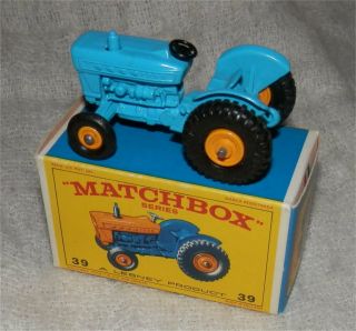 ALL BLUE 1960s.  Matchbox Lesney 39.  FORD TRACTOR. 5