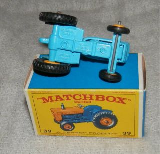 ALL BLUE 1960s.  Matchbox Lesney 39.  FORD TRACTOR. 6