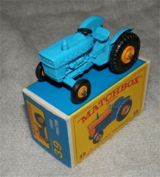 ALL BLUE 1960s.  Matchbox Lesney 39.  FORD TRACTOR. 8