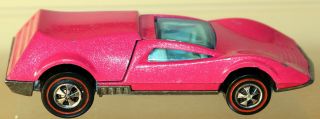 DTE 1973 HOT WHEELS REDLINE 6976 FLUORESCENT PINK BUZZ OFF W/WHITE INTERIOR 2