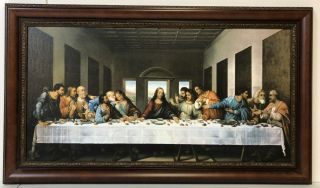 " The Last Supper " (39.  5 " X23 ") Leonardo Da Vinci Framed Canvas Giclee Print (md393)