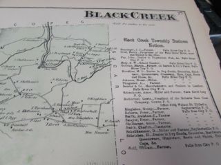 ANTIQUE - BLACK CREEK TOWNSHIP PA - 1873 MAP - PLUS BUSINESS NOTICES VG 3