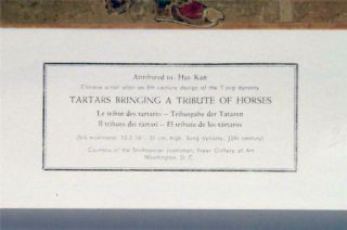 Vintage Han Kan Tartars Bringing Tribute of Horses Chinese Scroll LITHO 1966 Z35 3