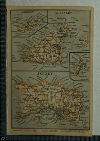 1897 Baedeker Map Of Channel Islands,  Alderney,  Guernsey,  Jersey,  Sark & Herm